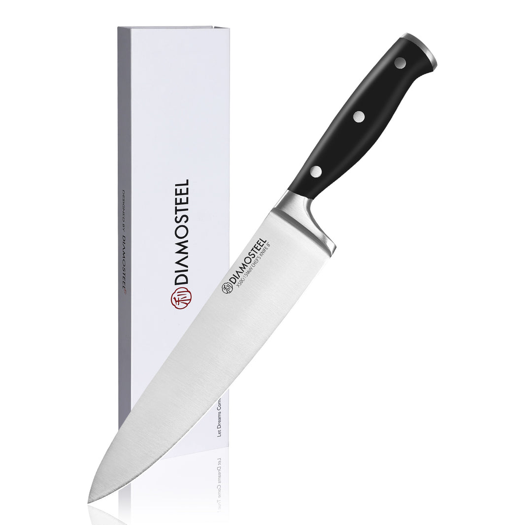 Diamosteel Chef's Knife, Premium 8-Inch Kitchen Knife with 5CR15MOV High Carbon Stainless Steel Ergonomic Handle, Cooking Knife for Cutting, Slicing & Dicing, Perfect Gift for Any Occasion