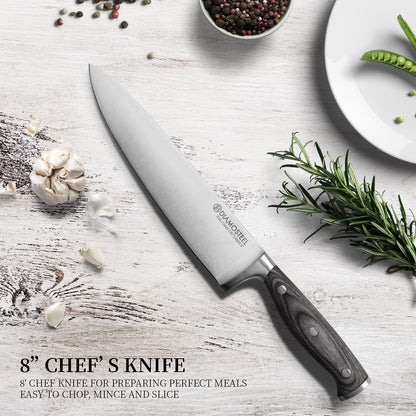 Diamosteel Kitchen Knife Set 3PCS Professional Chef Knife Set High Carbon Stainless Steel, Cooking Knife Set with Ergonomic Pakkawood Handle Gifts for Chef