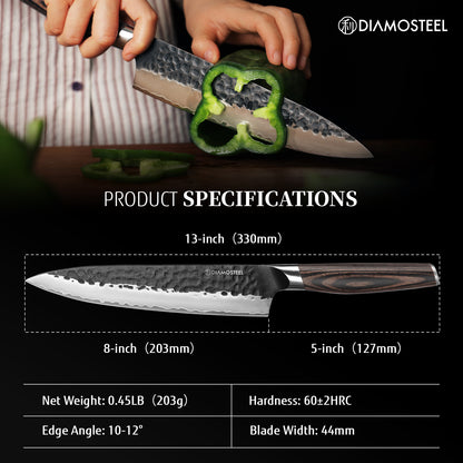 8-Inch Japanese Chef Knife - 3-Layer 9CR18MOV High Carbon Stainless Steel Professional Chef Knife - Gyuto Knife with Ergonomic Pakkawood Handle & Premium Gift Box