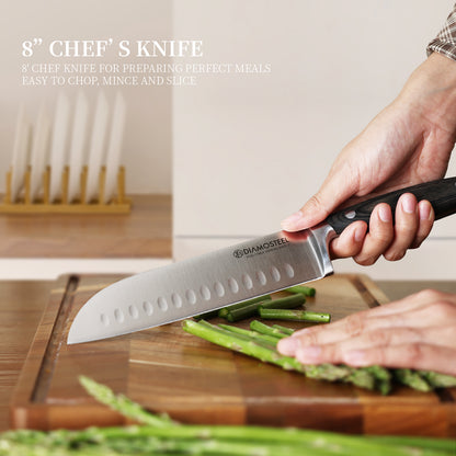 Diamosteel Kitchen Knife Set 3PCS Professional Chef Knife Set High Carbon Stainless Steel, Cooking Knife Set with Ergonomic Pakkawood Handle Gifts for Chef