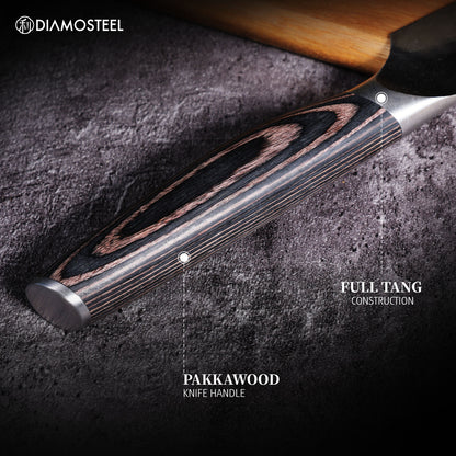 Paring Knife - 3.5-Inch Professional Kitchen Knife - Hammered Black Oxide Blade Japanese 9CR18MOV High Carbon Stainless Steel Sharp fruit Knife - Ergonomic Pakkawood Handle with Present Box