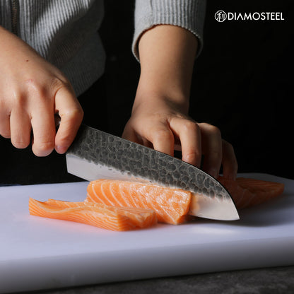 Japanese Knife Set - 5 Pieces Knives Set for Kitchen High Carbon 9CR18MOV Steel, Hammered Black Oxide Blade & Pakkawood Handle - Profession Chef Knife Set Elegant Holiday Gift for Chefs
