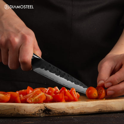Japanese Knife Set, 3 Pieces Knives Set for Kitchen 9CR18MOV High Carbon Stainless Steel, Hammered Black Oxide Blade & Pakkawood Handle, Professional Chef Knife Set Elegant Gift for Chefs