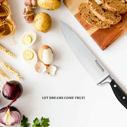 Diamosteel Knife Set 3-Piece, Include Chef & Santoku & Paring Knife, Professional High Carbon Stainless Steel Knives Set for Kitchen with Ergonomic ABS Handle Elegant Box